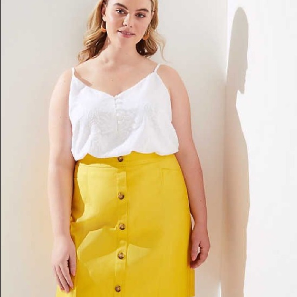 Loft yellow plus size skirt